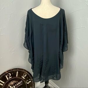 Free People Gray Flowy Beaded Tunic layered top